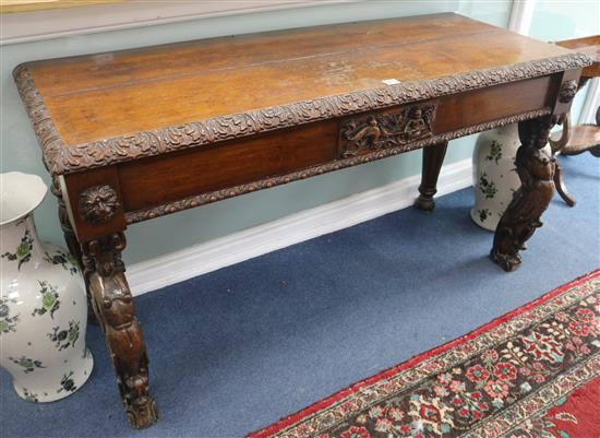 A Victorian oak hall table, W.165cm